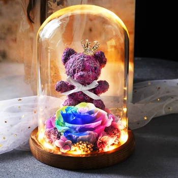 6 Colour Teddy Bear Beauty And The Beast Rose Immortal Flowers In Glass Dome On Wooden Base For LED Lamps Valentine's Day Gifts
6 Colour Teddy Bear Beauty And The Beast Rose Immortal Flowers In Glass Dome On Wooden Base For LED Lamps Valentine's Day Gifts