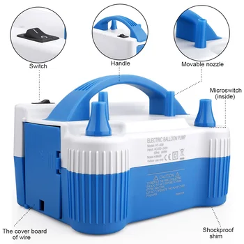 Portable Electric Balloon Inflator Pump Double Hole Nozzle Air Compressor Inflatable Electric Balloon Pump Air Blower EU Plug
Portable Electric Balloon Inflator Pump Double Hole Nozzle Air Compressor Inflatable Electric Balloon Pump Air Blower EU Plug