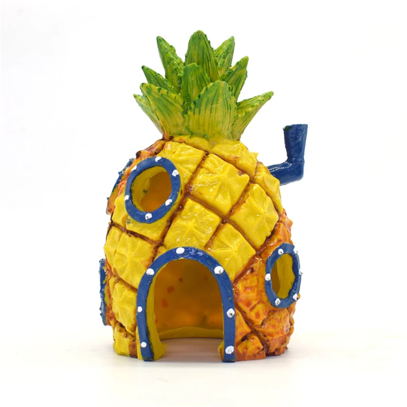 6 Cartoon Creative Aquarium Landscape Decorations SpongeBob Style Fish Tank Ornamental Landscape Crafts Oxygen Pump Accessories