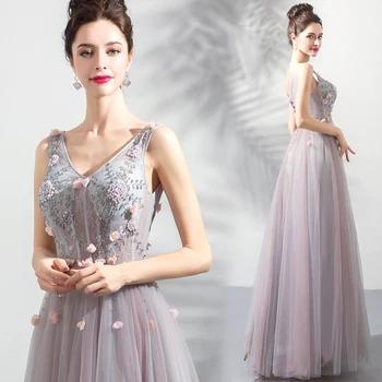 2020 Long V Neck Prom Dresses Long Beading 3D Flowers Tulle Formal Party Dress For Graduation Plus Size Vestido De Fiesta 
2020 Long V Neck Prom Dresses Long Beading 3D Flowers Tulle Formal Party Dress For Graduation Plus Size Vestido De Fiesta
