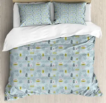 Botanical Duvet Cover Set Continuous Pattern of Leaves and Branches 3 Piece Bedding Set Pale Blue Baby Pink Khaki and Charcoal
Botanical Duvet Cover Set Continuous Pattern of Leaves and Branches 3 Piece Bedding Set Pale Blue Baby Pink Khaki and Charcoal