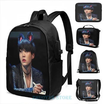 Funny Graphic print Min Yoongi (Suga) USB Charge Backpack men School bags Women bag Travel laptop bag
Funny Graphic print Min Yoongi (Suga) USB Charge Backpack men School bags Women bag Travel laptop bag