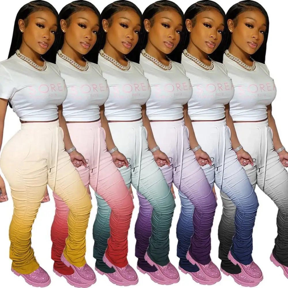 Sexy Gradient Stacked Sweatpants Women Joggers Elastic Summer Leggings Bell Bottom Trouser High Waist Flare Ruched Pants stacked
Sexy Gradient Stacked Sweatpants Women Joggers Elastic Summer Leggings Bell Bottom Trouser High Waist Flare Ruched Pants stacked