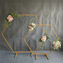 Arco Hexagonal boda diamante arco forjado fiesta decoración Fondo boda accesorios un solo arco flor césped al aire libre camino guía(China)