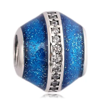 

Original Enamel Midnight Blue Orbit Charm With Crystal Charm Fit 925 Sterling Silver Charm Bracelet Bangle DIY Jewelry