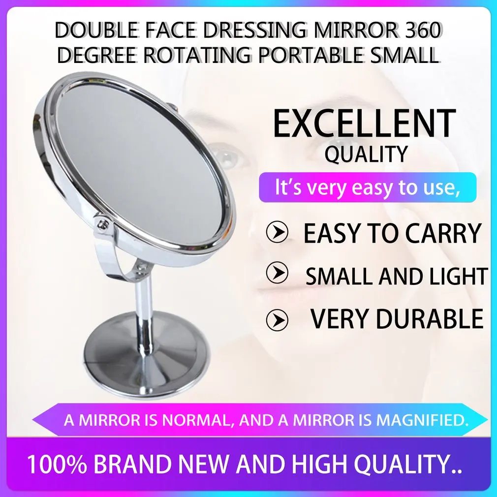 360 degree rotation Double-sided Vanity Mirror Wedding Princess Mirror With Portable Beauty Mirror Silver Mirror