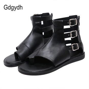 Gdgydh Retro Vintage Flat Sandals Summer Women Roman Style Fashion Buckle Summer Shoes Open Toe Back Zipper Black Leather 2020 
Gdgydh Retro Vintage Flat Sandals Summer Women Roman Style Fashion Buckle Summer Shoes Open Toe Back Zipper Black Leather 2020