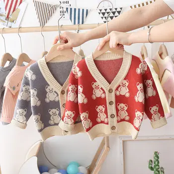 Autumn Winter Baby Girls Long Sleeve V Neck Cartoon Bear Knitwear Sweater Children Kids Knitted Cardigans Boys Outerwear Coats 
Autumn Winter Baby Girls Long Sleeve V Neck Cartoon Bear Knitwear Sweater Children Kids Knitted Cardigans Boys Outerwear Coats