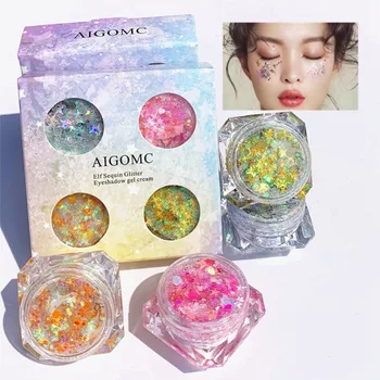4-color Gel Sequin Eye Shadow Long-lasting Waterproof Smudge-proof Glue Free Glitter Eyeshadow MKXJ
4-color Gel Sequin Eye Shadow Long-lasting Waterproof Smudge-proof Glue Free Glitter Eyeshadow MKXJ
