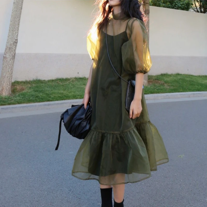 Vintage High Street Midi Dress Women Loose Puff Sleeve Fairy Korean Party Dress Female Streetwear Casual Y2k Dress 2021 Summer
Vintage High Street Midi Dress Women Loose Puff Sleeve Fairy Korean Party Dress Female Streetwear Casual Y2k Dress 2021 Summer