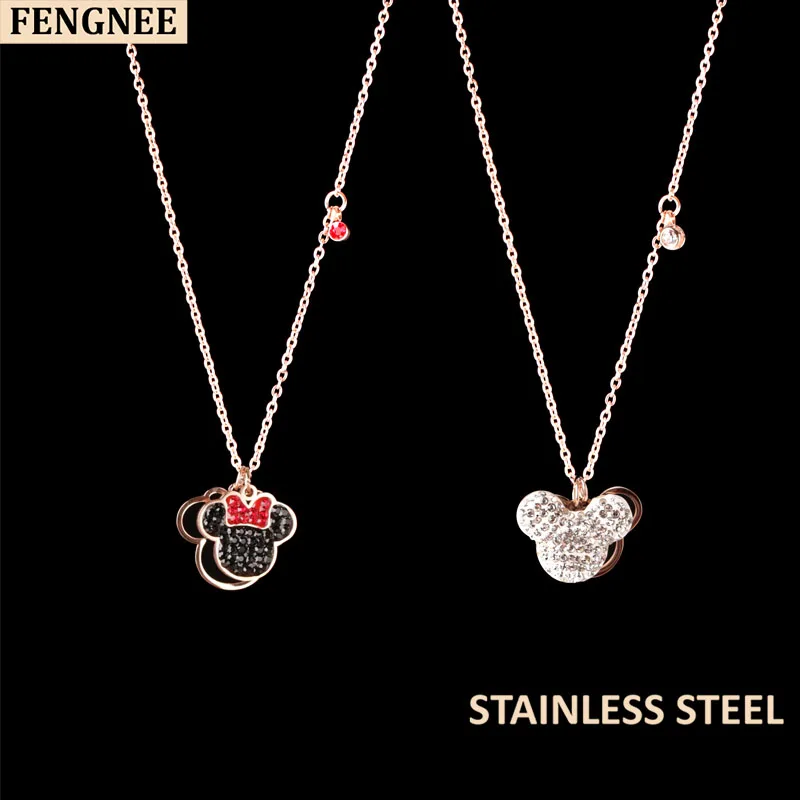 Mickey Minnie Mouse Pendant Necklace Titanium Steel Chain Necklace Inlaid Crystal Fashion Trendy Women Jewelry Birthday Gift
Mickey Minnie Mouse Pendant Necklace Titanium Steel Chain Necklace Inlaid Crystal Fashion Trendy Women Jewelry Birthday Gift