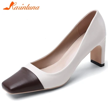 KARINLUNA Comfort Leather Insole Pumps Elegant Shallow Genuine Leather Pumps Women 2020 New Brand Trendy Patchwork Shoes Woman
KARINLUNA Comfort Leather Insole Pumps Elegant Shallow Genuine Leather Pumps Women 2020 New Brand Trendy Patchwork Shoes Woman