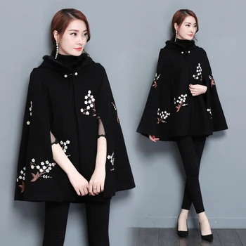 Plus Size Retro Winter Cloak Woolen Coat 2020 Autumn Women Embroidery Floral Black Wool Tweed Hooded Loose Trench Coats V02
Plus Size Retro Winter Cloak Woolen Coat 2020 Autumn Women Embroidery Floral Black Wool Tweed Hooded Loose Trench Coats V02