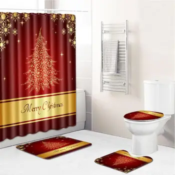 4Pcs/Set Merry Christmas Shower Curtain with Non-Slip Rug Toilet Lid Cover Bath Mat for Home Bathroom Accessory 180*180
4Pcs/Set Merry Christmas Shower Curtain with Non-Slip Rug Toilet Lid Cover Bath Mat for Home Bathroom Accessory 180*180