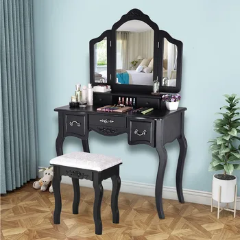 Dresser Table Mirror With Chair Set Vanity Table Makeup Stool Wooden 5 Drawers Modern Mesa Assembly Bedroom Europe#S3
Dresser Table Mirror With Chair Set Vanity Table Makeup Stool Wooden 5 Drawers Modern Mesa Assembly Bedroom Europe#S3
