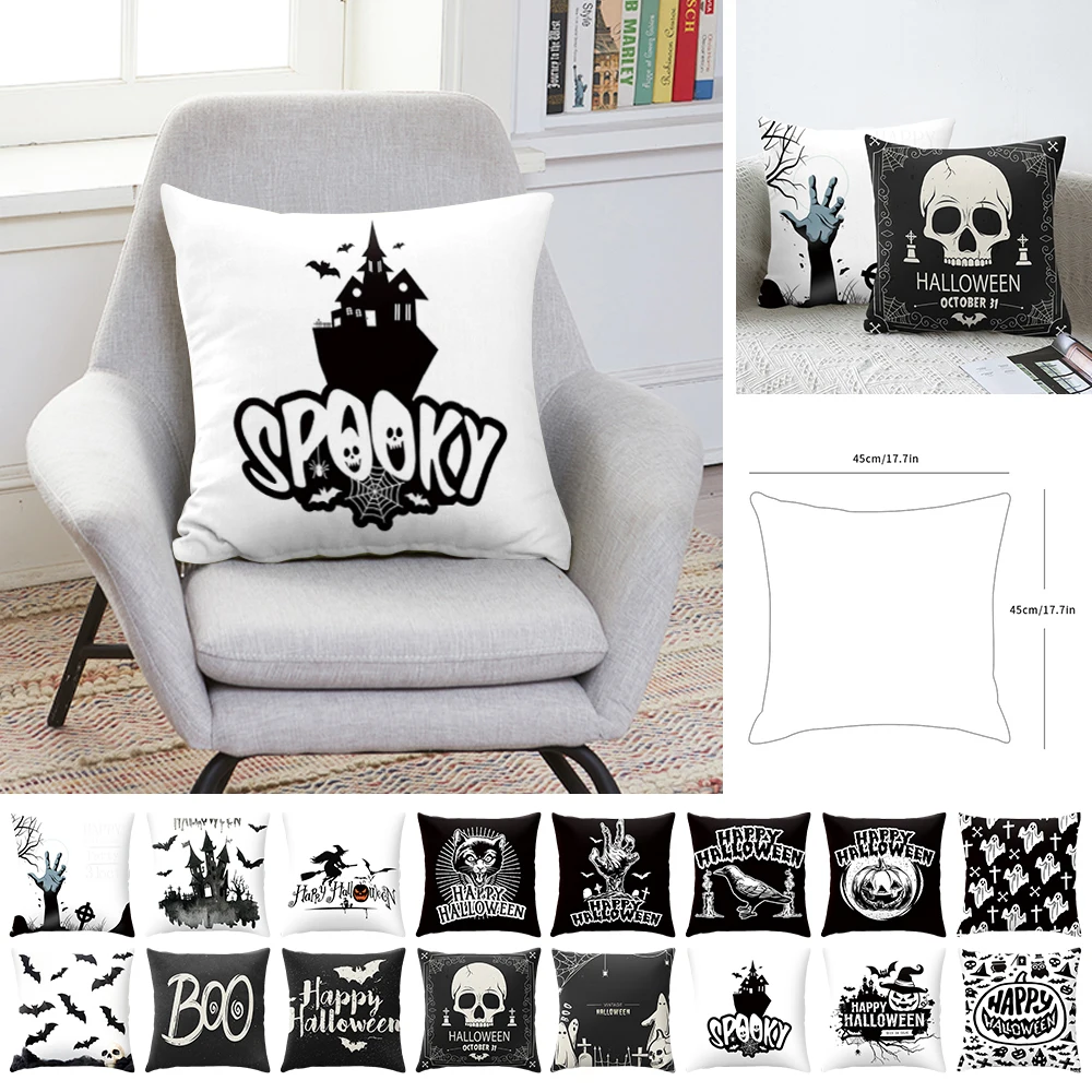 16 Styles Halloween Cushion Cover Skull Witch Letter Throw Pillow Printed Decorative Case For Sofa Bedroom | Дом и сад