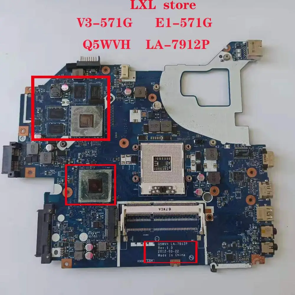 Оригинальная материнская плата для ноутбука Acer V3 571G Q5WVH E1 HM77 GPU: GT620/630/710 2 ГБ DDR3 100%