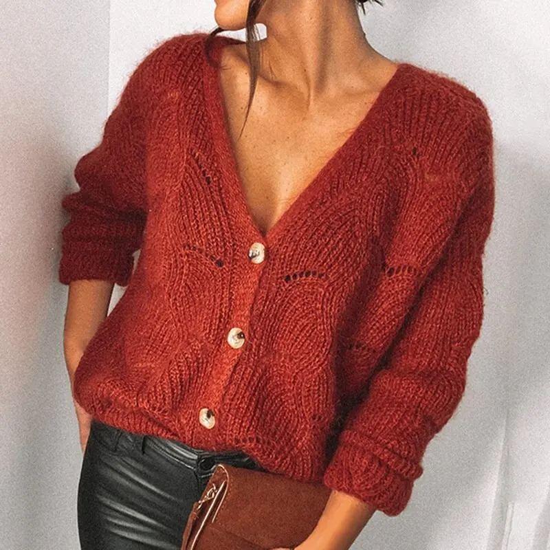 2020 Autumn V Neck Button Open Stitch Sweater Women Hollow Out Patchwork Knitted Sweater Winter Long Sleeve Cardigan Tops Jumper
2020 Autumn V Neck Button Open Stitch Sweater Women Hollow Out Patchwork Knitted Sweater Winter Long Sleeve Cardigan Tops Jumper