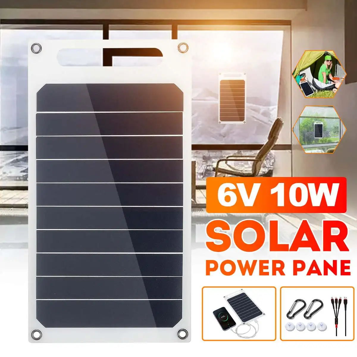 6V 10W 1.7A Portable Monocrystalline Solar Panel Slim & Light USB Charger Charging Power Bank Pad
6V 10W 1.7A Portable Monocrystalline Solar Panel Slim & Light USB Charger Charging Power Bank Pad