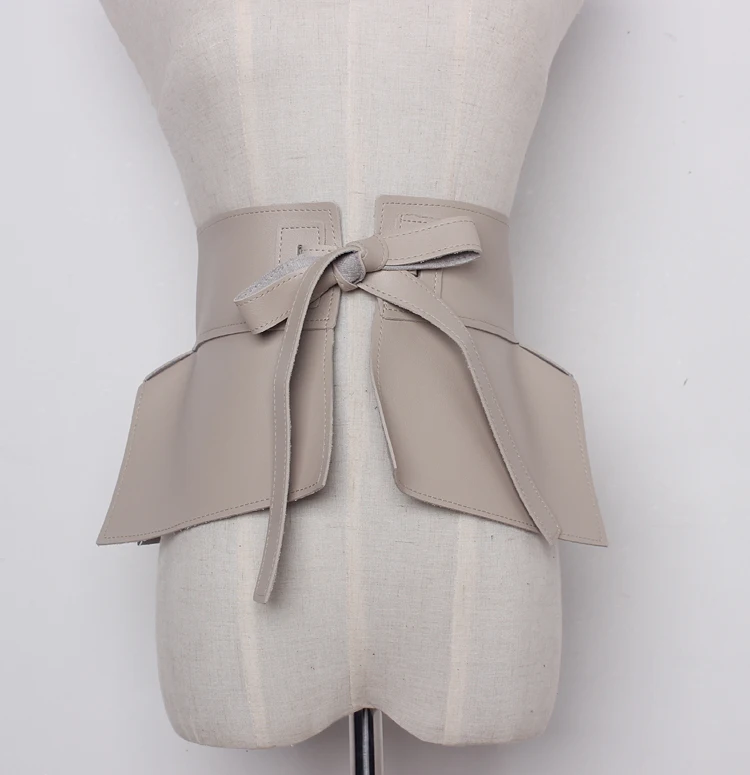 Фото Женская юбка из искусственной кожи пояс с баской и оборками универсальный Пояс