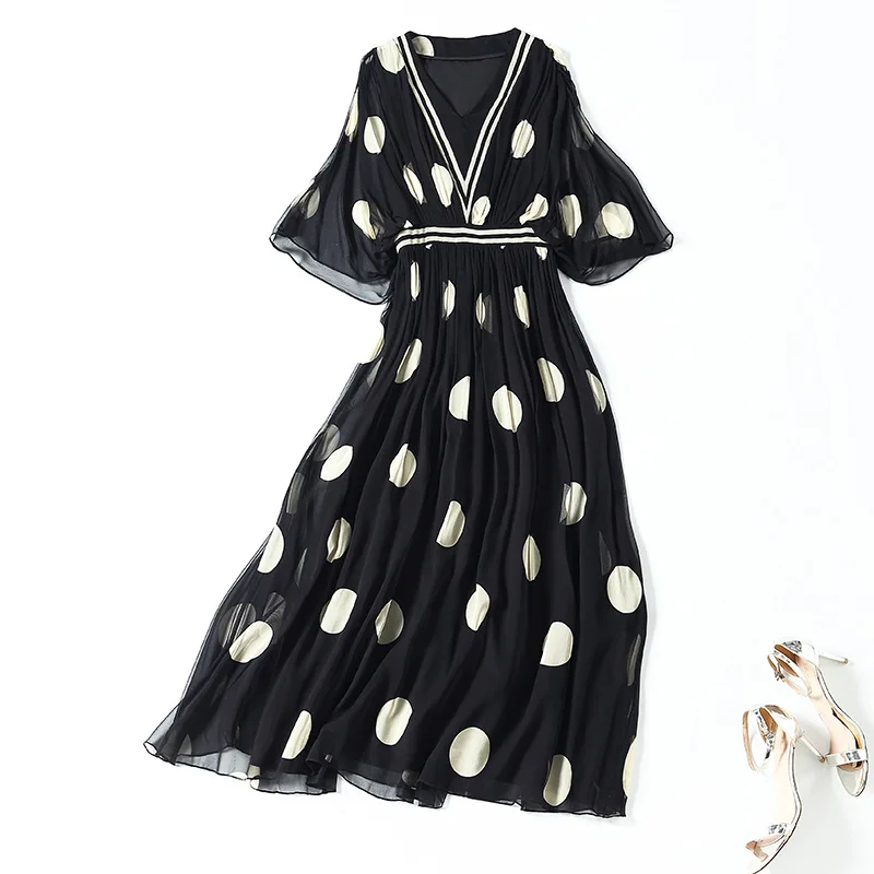 Summer Dress 2021 100% Silk Maxi Dress Female Korean Fashion Dresses for Women Casual Polka-dot Vestido De Mujer Pph4703
Summer Dress 2021 100% Silk Maxi Dress Female Korean Fashion Dresses for Women Casual Polka-dot Vestido De Mujer Pph4703