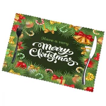 Tableware Pad Placemats 6 Pcs Table Mat Non-Slip Merry Christmas Placemats for Dining Table
Tableware Pad Placemats 6 Pcs Table Mat Non-Slip Merry Christmas Placemats for Dining Table