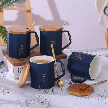 Originality Octagonal Diamond Ceramics Office Coffee Mugs Northern Europe Style Breakfast Cappuccino Milk Cup with Covered Spoon
Originality Octagonal Diamond Ceramics Office Coffee Mugs Northern Europe Style Breakfast Cappuccino Milk Cup with Covered Spoon