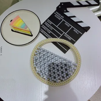 Bag WOMEN'S Bag 2020 New Style South Korea Handmade Pearl Woven Bag Small round Bag Elegant Female Vacation Style Handbag Fashio 
Bag WOMEN'S Bag 2020 New Style South Korea Handmade Pearl Woven Bag Small round Bag Elegant Female Vacation Style Handbag Fashio