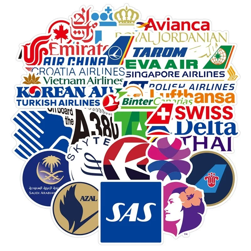 55Pcs/SET New Style Airline Logo High Quality Stickers Aviation Travel Trip for Suitcase Laptop Decal DIY Waterproof Sticker
55Pcs/SET New Style Airline Logo High Quality Stickers Aviation Travel Trip for Suitcase Laptop Decal DIY Waterproof Sticker