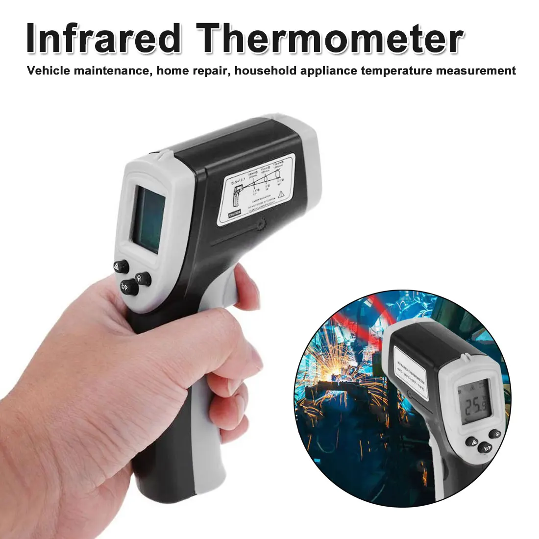 Non-Contact Digital LCD Infrared Thermometer Laser Infrared Digital Temperature Meter Sensor Handheld Pyrometer
Non-Contact Digital LCD Infrared Thermometer Laser Infrared Digital Temperature Meter Sensor Handheld Pyrometer