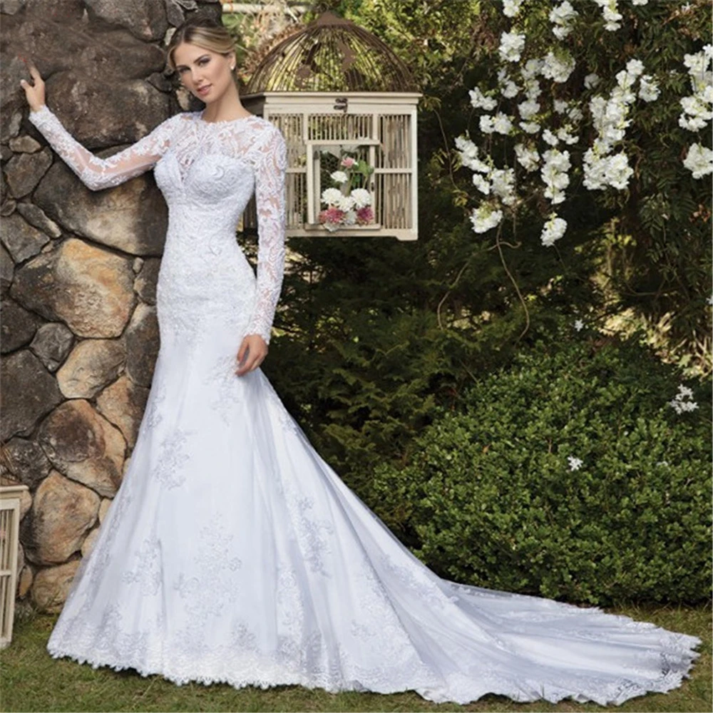 Vestido De Noiva Custom Made Lace Appliques Beaded Long Sleeves Mermaid Wedding Dress Women Bridal Gowns Plus Size Robe Mariee
Vestido De Noiva Custom Made Lace Appliques Beaded Long Sleeves Mermaid Wedding Dress Women Bridal Gowns Plus Size Robe Mariee