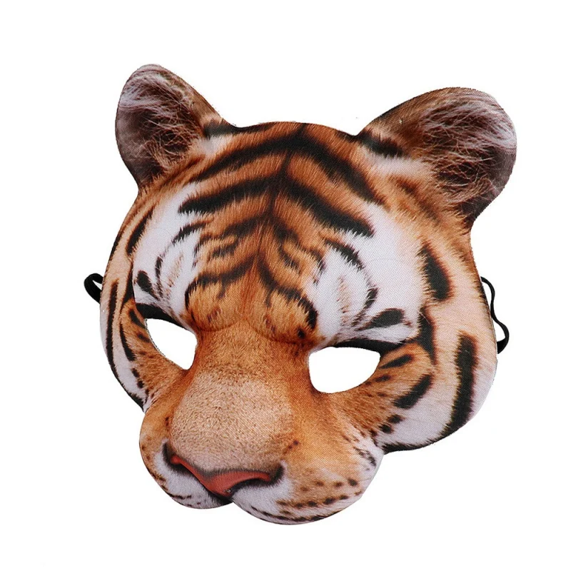 Новинка маска для глаз на Хэллоуин 3D Тигровое животное половина лица праздничная