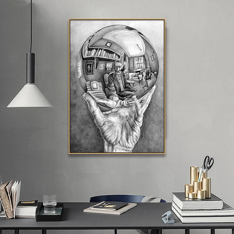 Prints Posters Canvas Art Wall Pictures Home Decoration Hand with Reflecting Sphere by M. C. Escher Master of Illusion Painting
Prints Posters Canvas Art Wall Pictures Home Decoration Hand with Reflecting Sphere by M. C. Escher Master of Illusion Painting