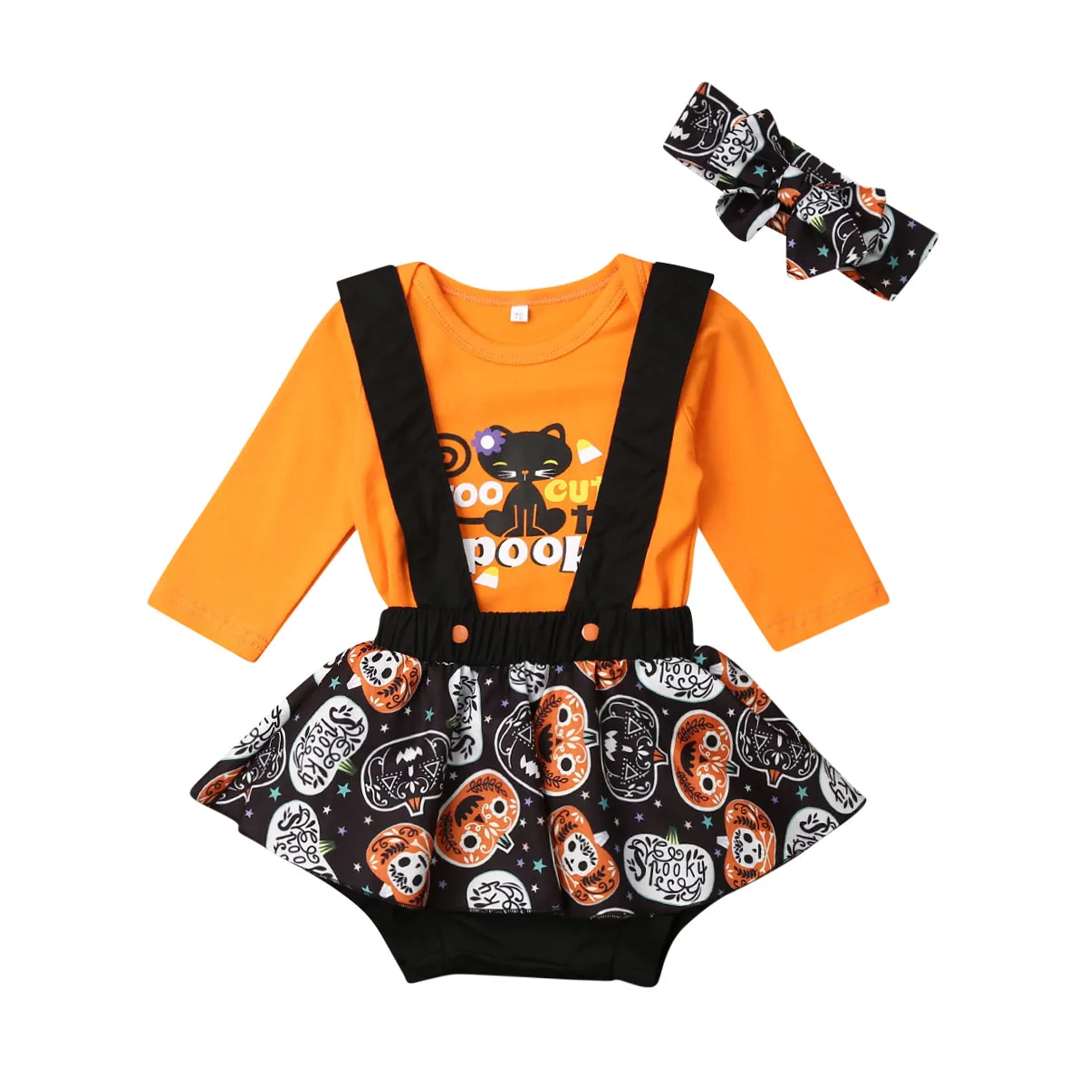 Infant Baby Girls Pumpkin Romper Top Strap Dress Halloween Clothes Sets 0-24M 
Infant Baby Girls Pumpkin Romper Top Strap Dress Halloween Clothes Sets 0-24M