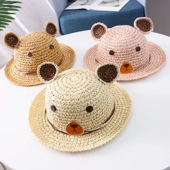Fashion Baby hats Cartoon binaural bear handmade children's straw hat boys and girls sun hat 2020 summer fisherman bucket hat
Fashion Baby hats Cartoon binaural bear handmade children's straw hat boys and girls sun hat 2020 summer fisherman bucket hat