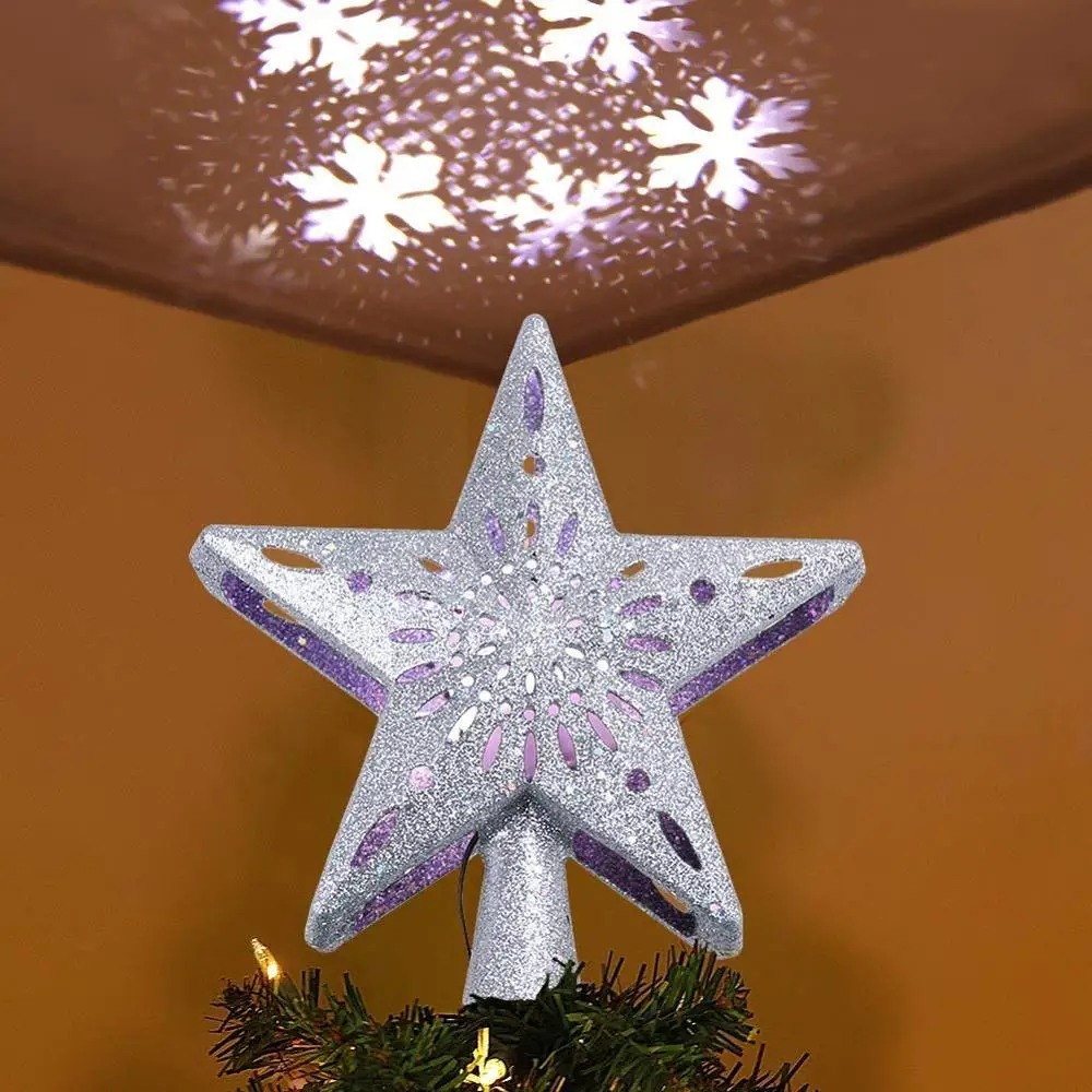 3D Led light Hollow Star Christmas Tree Topper Projector Lighted Sparkling Star with Rotating Magic Cool White Snowflake
3D Led light Hollow Star Christmas Tree Topper Projector Lighted Sparkling Star with Rotating Magic Cool White Snowflake