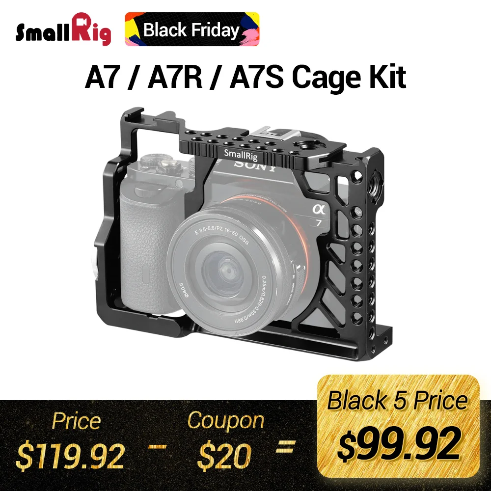 SmallRig A7 Series Camera Cage For Sony A7 / A7R / A7S Form fitting A7 Cell With Arri Rosette Mount 1/4 3/8 Thread Holes 1815
SmallRig A7 Series Camera Cage For Sony A7 / A7R / A7S Form fitting A7 Cell With Arri Rosette Mount 1/4 3/8 Thread Holes 1815