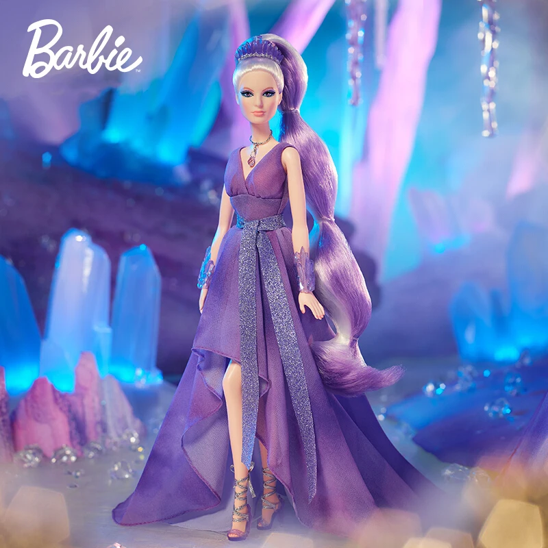 

Barbie Crystal Fantasy 2021 Amethyst Doll Beautiful Amethyst Muse Collectible Doll Toy for Girls & Collectors Gift GTJ96
