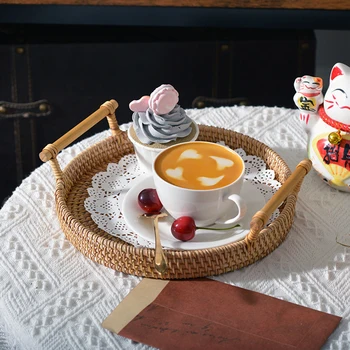 Hand-Woven Rattan Storage Tray Rattan Handwoven Round Basket With Handle Food Storage Platters Plate For Breakfast Drinks Snack
Hand-Woven Rattan Storage Tray Rattan Handwoven Round Basket With Handle Food Storage Platters Plate For Breakfast Drinks Snack