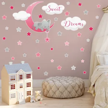 Ins Style Sweet Dream Elephant Moon Stars Cartoon Animal Wall Stickers for Kids Rooms Children's Bedroom Living Room Home Decor
Ins Style Sweet Dream Elephant Moon Stars Cartoon Animal Wall Stickers for Kids Rooms Children's Bedroom Living Room Home Decor