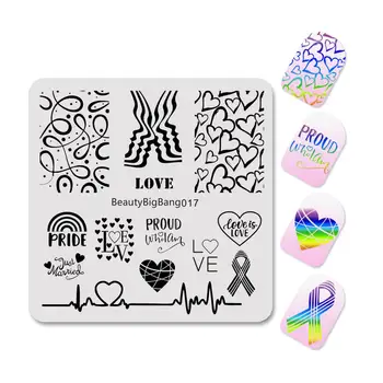 BeautyBigBang 6*6cm Nail Stamping Plates Pride Homosexual Love Rainbow Square Nail Art Plate Nails Accessories Template BBB017 
BeautyBigBang 6*6cm Nail Stamping Plates Pride Homosexual Love Rainbow Square Nail Art Plate Nails Accessories Template BBB017