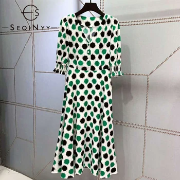 SEQINYY Casual Dress 2020 Summer Spring New Fashion Design Women Half Sleeve Green Black Print White Knee Dress Elegant 
SEQINYY Casual Dress 2020 Summer Spring New Fashion Design Women Half Sleeve Green Black Print White Knee Dress Elegant