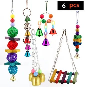 6pcs/set Parrot Bird Toy Hanging Wooden Bridge Colorful Beading Bell Toys Birds Chew Bird accessories
6pcs/set Parrot Bird Toy Hanging Wooden Bridge Colorful Beading Bell Toys Birds Chew Bird accessories