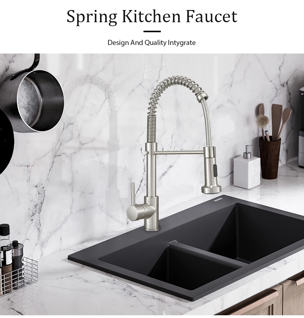 Haliaeetus Spring Kitchen Faucets Hot&Cold For Pull Out Kitchen Faucet Chrome Mixer Tap Deck Mounted Brass Kitchen Tap