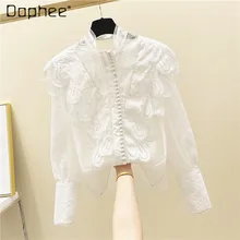 2021 Spring Clothing Niche Palace Style Embroidered Ruffled Stand Collar Lace Stitching White Shirt Women's Shirt Women Blouses
2021 Spring Clothing Niche Palace Style Embroidered Ruffled Stand Collar Lace Stitching White Shirt Women's Shirt Women Blouses