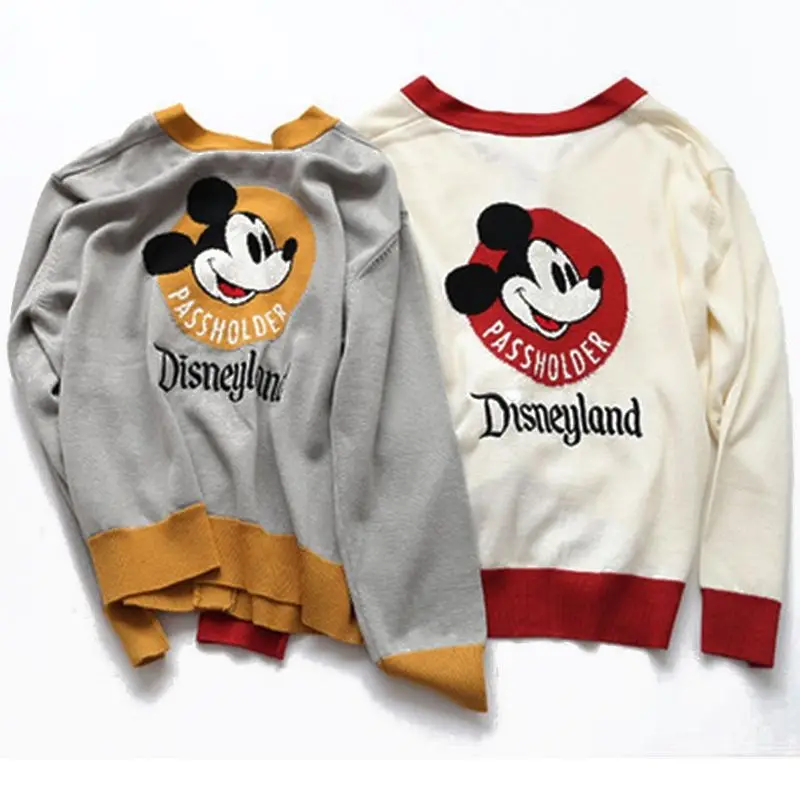 Женский кардиган Disney в Корейском стиле с Микки Маусом универсальный V-образным