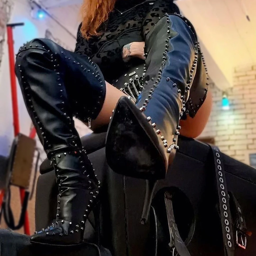 DOHBANER Women Over Knee High Boots Studded Stiletto High Heels Boots Thigh High Sexy Botas Mujer Shoes Woman Big Size 39 44 47
DOHBANER Women Over Knee High Boots Studded Stiletto High Heels Boots Thigh High Sexy Botas Mujer Shoes Woman Big Size 39 44 47