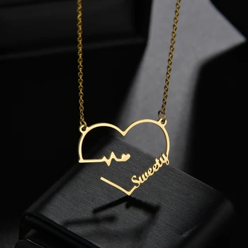 Customized Heart Shaped ECG Personalized Name Necklace Stainless Steel Female Necklaces gift for girls
Customized Heart Shaped ECG Personalized Name Necklace Stainless Steel Female Necklaces gift for girls