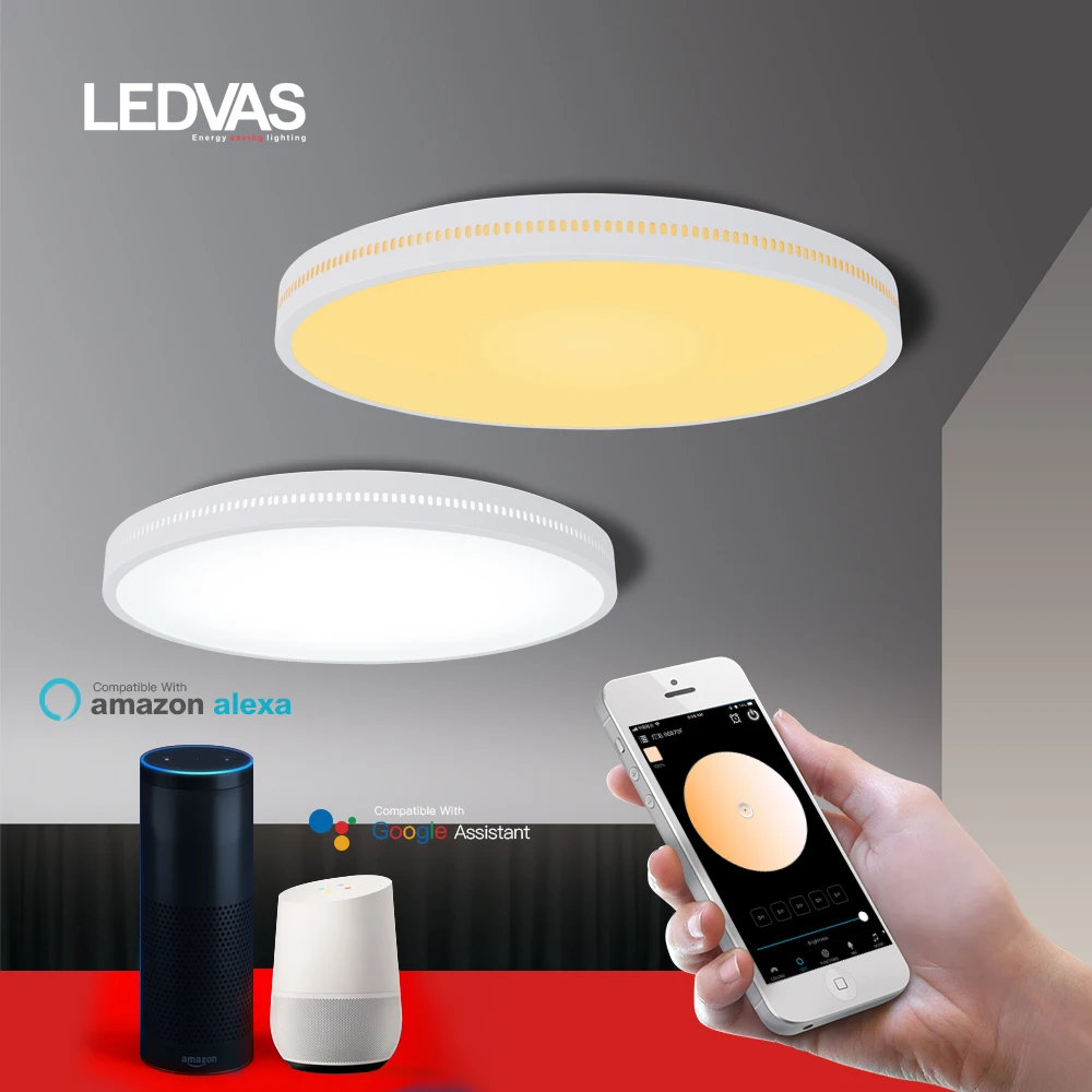 LEDVAS Smart LED Ceiling Light 60W 72W RGB Dimming Color WIFI Application Control Kitchen Bedroom Hall Ceiling Lamp
LEDVAS Smart LED Ceiling Light 60W 72W RGB Dimming Color WIFI Application Control Kitchen Bedroom Hall Ceiling Lamp