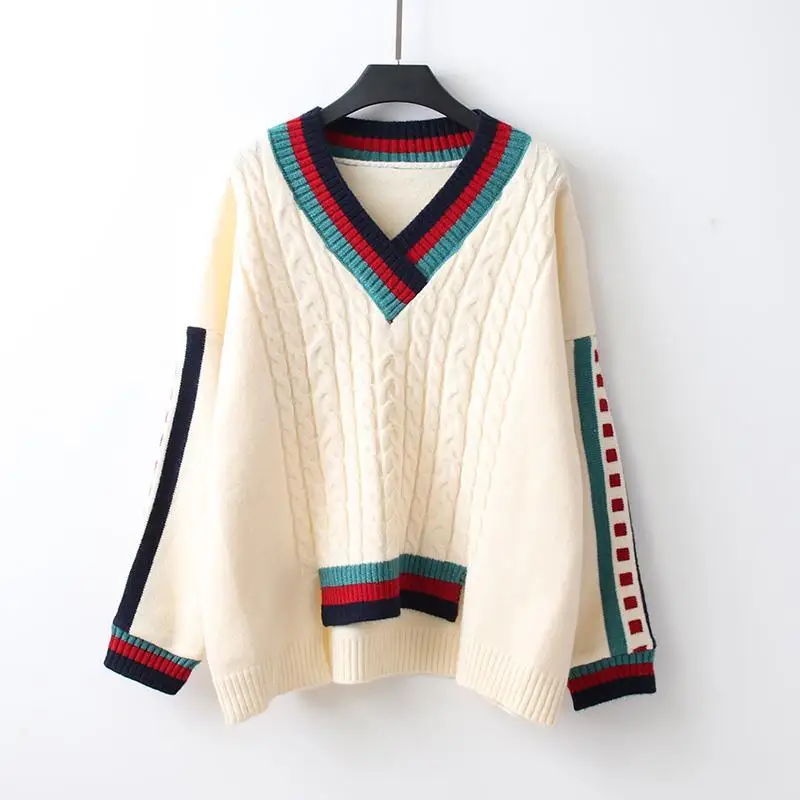 V-neck Sweater Women's Loose Striped Lazy Wind 2020 New Autumn and Winter Irregular Pullover Bottoming Sweater Women
V-neck Sweater Women's Loose Striped Lazy Wind 2020 New Autumn and Winter Irregular Pullover Bottoming Sweater Women